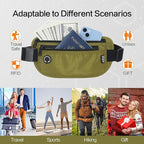 Slim Money Belt for Travel - Anti-Theft Hidden Passport Holder Waist Wallet with Secure Pouch for Cash, Credit Cards & Phone Safe (Small Olive-Green)