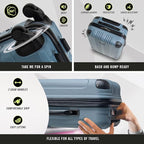 Kenneth Cole REACTION Out of Bounds Lightweight Hardshell 4-Wheel Spinner Luggage, Granite Blue, 2-Piece Set (20" & 28")