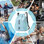 Drawstring Gym Backpack, Sports Bag with Adjustable Shoulder Straps, Cinch Sack for Fitness, Swimming, Travel (Mint)