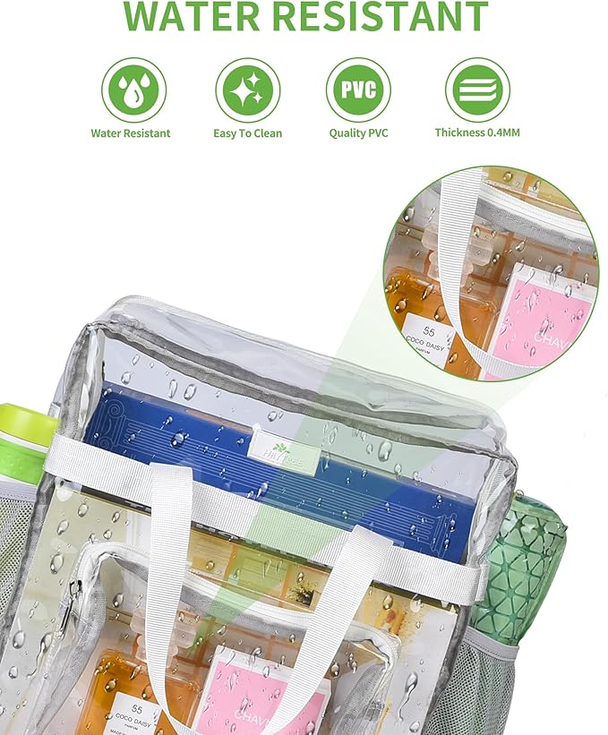MAY TREE Clear Bag for Stadium Events 12×6×12 Clear Tote Lunch Bag with Reinforced Straps for Work, Sporting Events and Gym, White