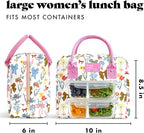 Fit & Fresh Bloomington Lunch Bag for Women - Insulated Large Lunch Box for Work with Containers, Leak-Resistant, Stain-Resistant, Zipper Closure, Color Bows & Flowers
