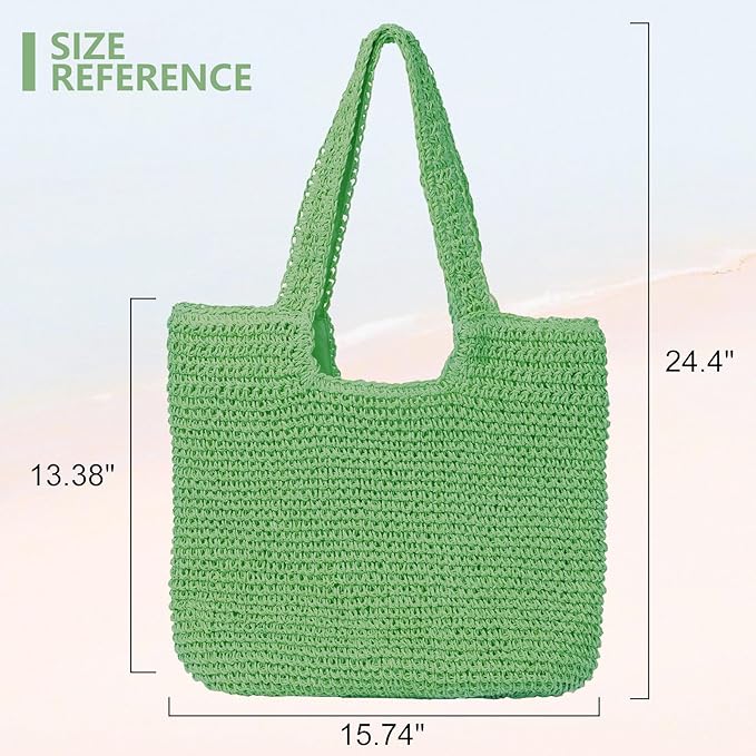 GOLDTIMO Beach Bags for Women - Summer Soft Large Woven Shoulder Purse Handbag, Beach Tote Straw Bag for Summer Vacation