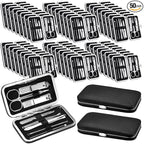 Geosar 50 Set 8 in 1 Travel Manicure Kit Bulk Professional Nail Clippers Pedicure Nail Care Tools Grooming Stainless Steel Set with Portable Travel Case, Gift for Valentine Men Women(Black)