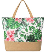 Trifabricy Beach Bag for Women, Large Beach Tote Bags with Zipper, Woven Straw Tote Waterproof, Swim Gym Shopping Travel Bag