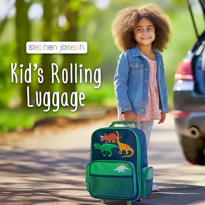 Stephen Joseph Kids Classic Rolling Luggage, Kids Luggage, Toddler Rolling Travel Carry On, Kids Suitcase with wheels,