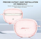 Aircawin for Bose Ultra Open Earbuds Case Clear Pink Glitter,Cute Sparkle Bling for Bose Ultra Open Case Cover 2024,Soft TPU Cover for Bose Open Ear Earbuds Accessories with Carabiner and Cleaning Pen