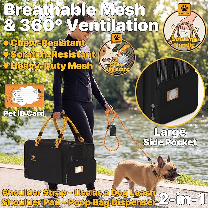 PAWZIDEA Expandable Pet Carrier Airline Approved, 18"×11"×11" Small Dog Carriers, Collapsible Top-Load Cat Carrier for 2 Cats Under Seat, Soft-Sided Puppy & Animal Travel Bag, ID Card, Up to 15lbs