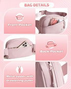 Smasrob Fanny Pack for Women, Crossbody Sling Bag Waist Bag with Multiple Pockets and Adjustable Strap, Pink