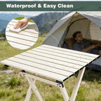 SUNNYFEEL Folding Camping Table - Lightweight Aluminum Portable Picnic Table, 18.5L x 18.5W x 24.5H Inch for Cooking, Beach, Hiking, Travel, Fishing, BBQ, Indoor Outdoor Small Foldable Camp Tables