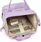 Kinmac Wide Open Style Laptop Backpack Travel Outdoor Backpack For Laptop Up to 15.6 Inch(Purple Embroidery)