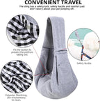 Dog Carrier Sling - Reversible Puppy Carrier Purse with Storage Pocket, Hand-Free Dog Sling Carrier for Carry Small Dogs and Cats, Travel Safety Harness, Dog and Cat Harness (Gray)