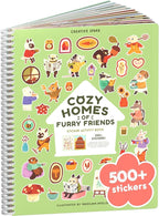Cozy Homes of Furry Friends 500+ Sticker Book by Cupkin Fun Toddler Calendar Activity Coloring + Sticker Book, Road Trip Essentials, 12 Coloring Pages + Scenes for Ages 2–8 Years