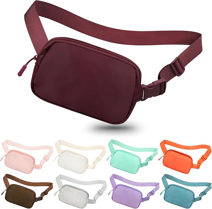 Fanny Pack Crossbody Bag for Women and Men, Belt Bag for Hiking Bum Bag with Adjustable Strap,Casual Cell Phone Pouch?Waist pack for Running Workout Sports Travel Burgundy