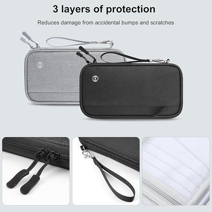 Passport Holder Family, RFID Blocking Travel Wallet Women Men, Travel Document Organizer Premium Wallets Passport Holders Bag, Lightweight Zipper Credit Cards Case Cover for Travel, (Black-Medium)