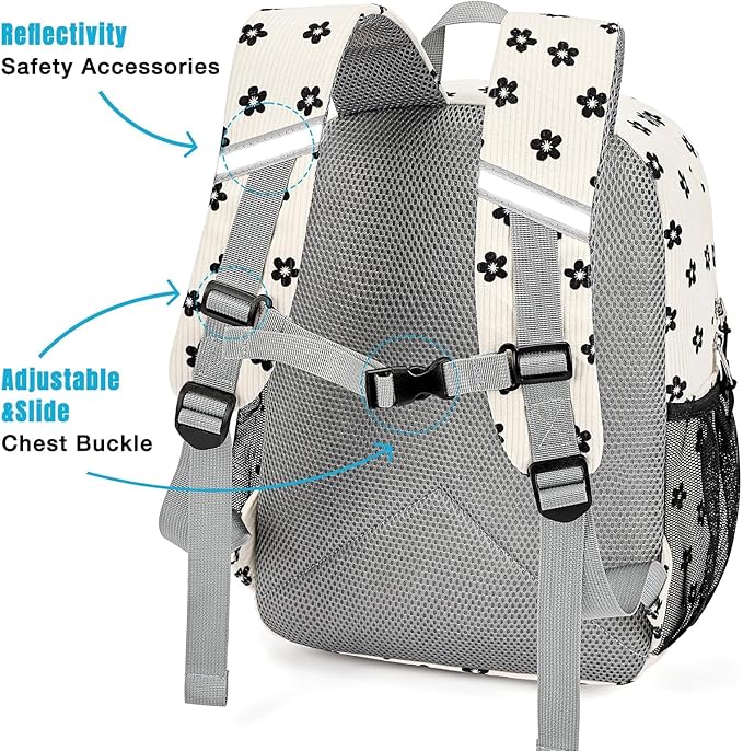 STEAMEDBUN Corduroy Toddler Backpack for Girls Boys 2-4, Kids Preschool Backpack for Kindergarten - Flower