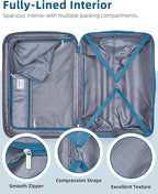 LARVENDER Carry on Luggage 22x14x9 Airline Approved, Expandable 20 Inch Hardside Large Suitcase with Wheels TSA Lock, Lightweigh PC+ABS Travel Carry-on Suitcases for Women and Men, Ocean Breeze