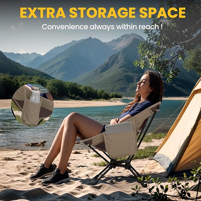 Overmont Ultralight Portable Camping Chair- Lightweight Folding Backpacking Chair, Support up to 330Lbs Compact Beach Chair for Adults with Carry Bag for Backpack Hiking Fishing Outdoor Camp 2pcs