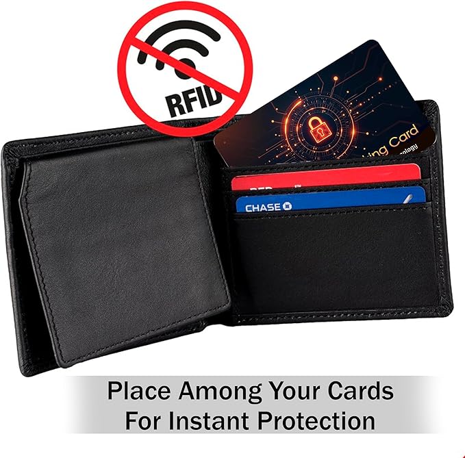 SaiTech IT 10 PK RFID Blocking Cards Protect Your Entire Wallet, Purse, and Cards from NFC Contactless Theft Wallet for Men & Women - Orange Black (10 Pack CL)
