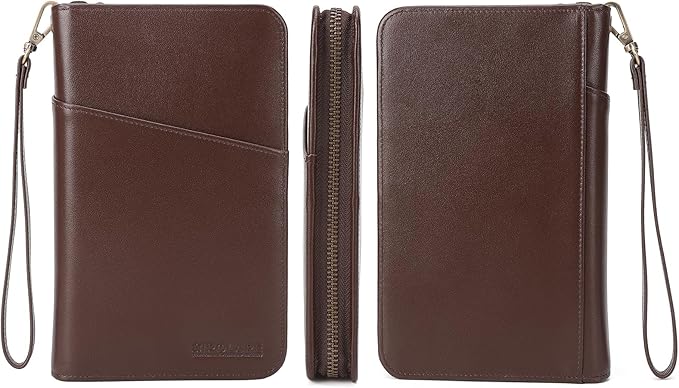 Polare Full Grain Leather Passport Holder Cover Case for Men and Women RFID Blocking Family Travel Wallet Holds 6 Passports