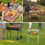 Anbte 2ft Camping Table Foldable, 3 Adjustable Heights High 27.5" Aluminum Small Folding Table with Carrying Handle, Portable, for Outdoor Indoor Picnic Beach BBQ Travel, 24" x 16", Light Oak Grain