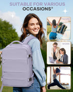 Carry On Backpack Personal Item Travel Backpack For Women Airline/Flight Approved Waterproof Sports Luggage Casual Daypack Small Hiking Backpack Purple