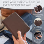 Full Grain Leather Passport Holder for 2 Passports - Dual Passport Holder and Travel Documents Organizer - RFID Travel Wallet for Couples - Dark Brown