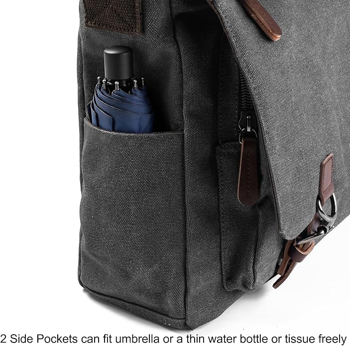 Evergoo Vintage Messenger Bag Unisex Shoulder Bags Canvas Satchel Cross Body Work Satchel Briefcase for 15.6 Inch Laptop