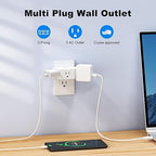 Multi Plug Outlet Extender 2 Pack, HITRENDS Small Electric Outlet Adapter, Small 3 AC Plug Extender for Travel Cruise Ship Dorm Room Essentials