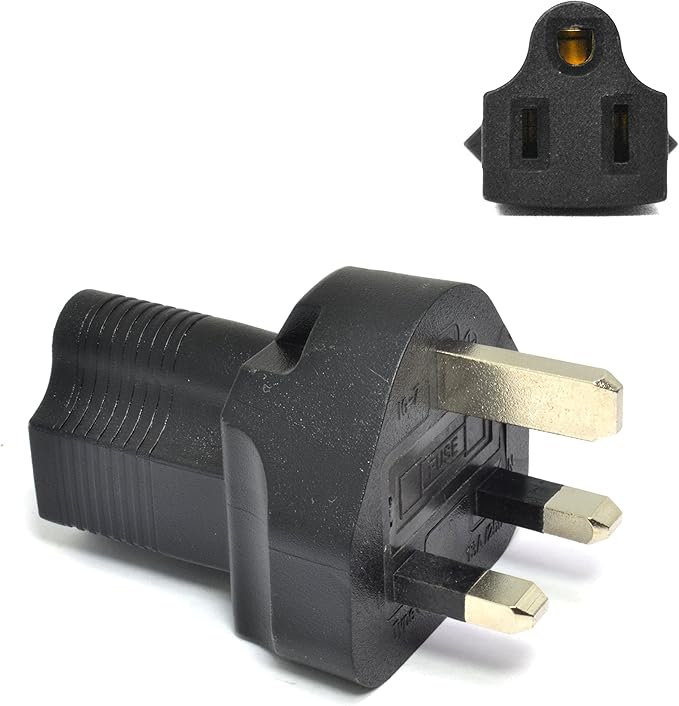 Ceptics UK, UAE, Hong Kong BS-1363 Travel Power Plug Adapter Accepts NEMA 5-15R - ETL Certified - Industrial Grade (IG-7)