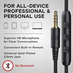 ARTIX CL750 Wired Headphones with Mic — Noise Isolating On-Ear Headphones for Computer and Laptop Wired, Plug in Corded Headphone with Wire (Foldable, Aux Jack 3.5mm)