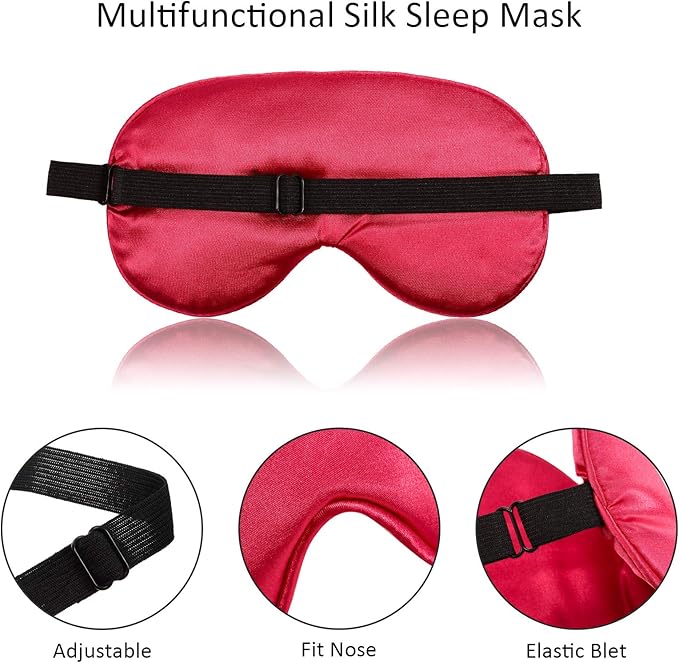 12 Pieces Silk Sleep Mask Pure Silk Sleep Eye Mask with Adjustable Strap Soft and Smooth Eye Cover for Sleeping Blocking Out Lights Men and Women