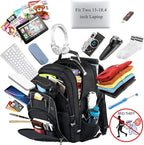 VECKUSON 18.4 Laptop Backpack for unisex, 60L Extra Large Gaming Laptops Back Bag,TSA Friendly Flight Approved and RFID Anti-Theft Pocket Heavy-duty Pack,21.3 * 15.7 * 11.8inch Grey