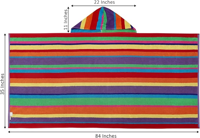 COTTON CRAFT Hooded Beach Towel - Oversized XXL 35x84 Towel with Hood for Adults - Summer of Siam - The Big Kahuna 7 Foot Beach Blanket Towel - Big & Tall Soft 100% Cotton Velour - Multi Color Stripe