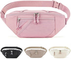 BAGSMART Large Capacity Fanny Packs for Women, Adjustable Fashion Waist Packs with Multiple Pockets, Durable Belt Bag for Traveling Workout Hiking, Pink