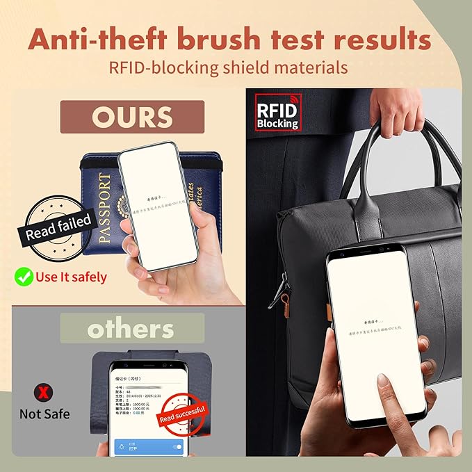 Passport Holder Cover Travel Wallet RFID Blocking Passport Wallets Family Organization Personalized Wallet Case for Men and Women Travel Must Haves(Rose gold)