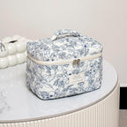 uekeboag Large Travel Quilted Makeup Bag for Women, Floral Cotton Cosmetic Bag, Coquette Aesthetic Floral Toiletry Organizer Bag