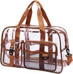 Abbylike Clear Bag Large Heavy Duty Tote for Stadium Events 20" Duffle Transparent Gym Bag for Sport Event Travel Makeup Work