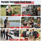 Doseno Upgraded Foldable Stool Thickened Set of 2, Portable Collapsible Stool Retractable Stool, Foldable Portable Collapsible Chair for Fishing, Hiking Tours, BBQ, Parties, Outdoor Activities (Red)