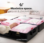 LeanTravel Premium Compression Packing Cubes for Travel - Suitcase Organizer Bags with Double Zipper & Breathable Mesh Panel - Space Saving Carry On Luggage Essentials (6-Pack, Pink Stripes)