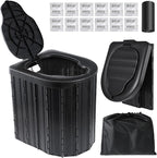 Camping Toilet, Portable Toilet for Adults, Camp Toilet with Handbag, Travel Potty for Camping, Hiking, RoadTrip, Car, Tent, Truck Drivers (black-15.7''H)