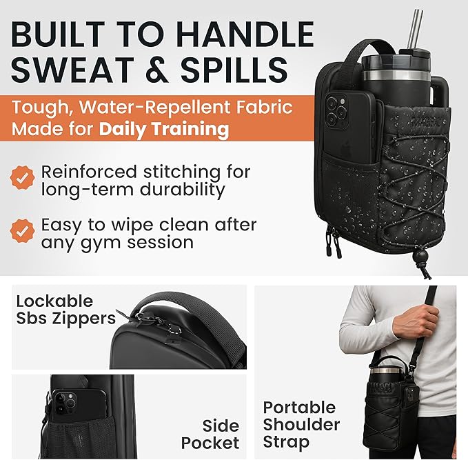 MAGBAG™ Magnetic Gym Bag for Men & Women – Strong Magnet Water Bottle Holder Sling with Phone Pocket, Water-Resistant Crossbody Tote for Gym, Travel & Workouts – Fits 20–40oz Bottles