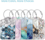 Fintie Luggage Tags, Privacy Cover ID Label with Stainless Steel Loop and Address Card for Travel Bag Suitcase, Agate Hexagons (2 Piece)