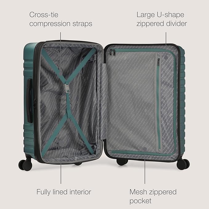 U.S. Traveler Boren Hardside Spinner Luggage With Aluminum Handle, Teal, 3-Piece Set