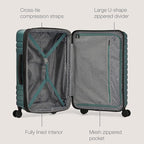 U.S. Traveler Boren Expandable Hardside Rugged Travel Luggage with 8 Spinner Wheels, Teal, Checked-Medium 26-Inch