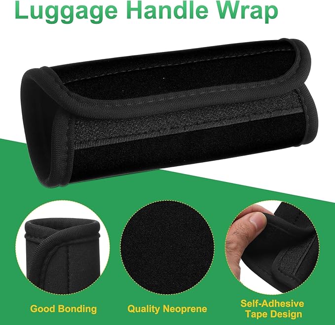 uxcell 3 Pcs Luggage Handle Wrap for Suitcase, Neoprene Handbag Grip Cover Protector Luggage Identifiers Suitcase Handle Wraps for Luggage Shopping Bag Travel Bags, Black