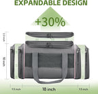 Airline Approved Pet Carrier - Soft-Sided Dog & Cat Travel Bag with Expandable Space and Safe Design (Grey)