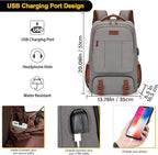 Tzowla Canvas Laptop Backpack, Bag for Men Women,Travel Work Rucksack Fits 17.3 Inch Laptop, Large Capacity Bookbag(Khaki- Grey)