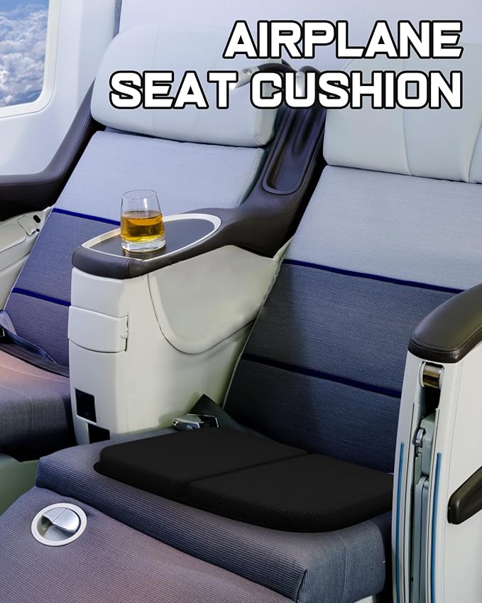Gel Travel Seat Cushion, Portable Airplane Seat Cushion, 16.5" x 12" Large Size Foldable for Airplane Seats, Office Chair, Camping, Bleachers, Flights, Commute