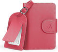 ALLIVE Rfid Passport Holder for Travel Women, Rfid Passport Cover Wallet, Genuine Leather Passport Holder for Travel with AirTag Hidden, Gift Set with Luggage Tag in Premium Gift Box (Rose Pink)