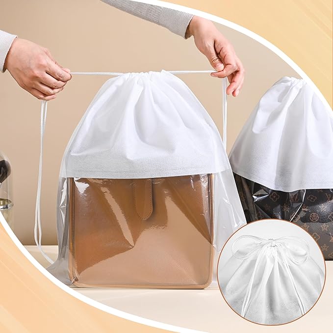 Pack of 10 Dust Cover Storage Bags Drawstring Bags for Handbags Shoulder Bags Purses Shoes Boots (19.6"x19.6")